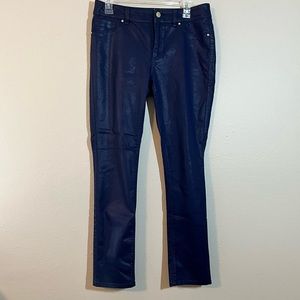 CHICO'S Pants Size S/6 0.5 Dark Plum Purple Coated The Platinum Jegging Jeans.